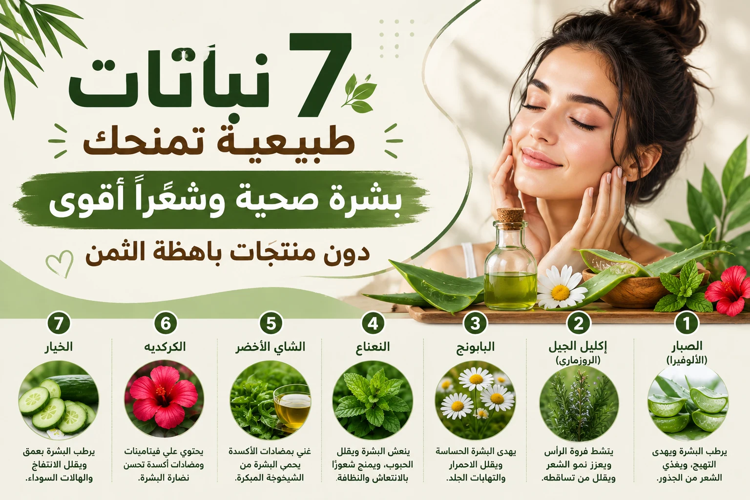 image about 7 نباتات طبيعيه تمنحك بشره صحيه وشعر اقوي