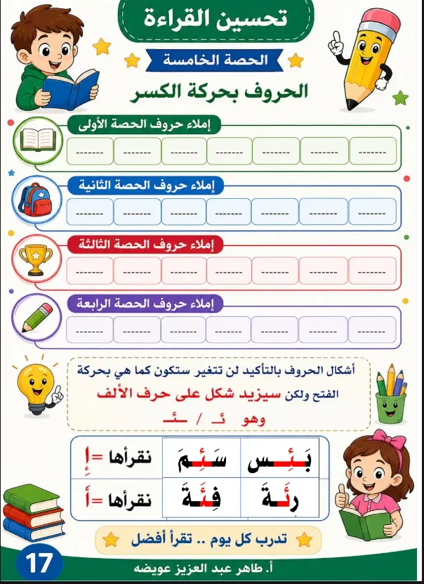 image about تحميل خطة تحسين القراءة للصفوف الأولى وأطفال الحضانة الجزء الثاني PDF | أفضل مذكرة لتأسيس الأطفال