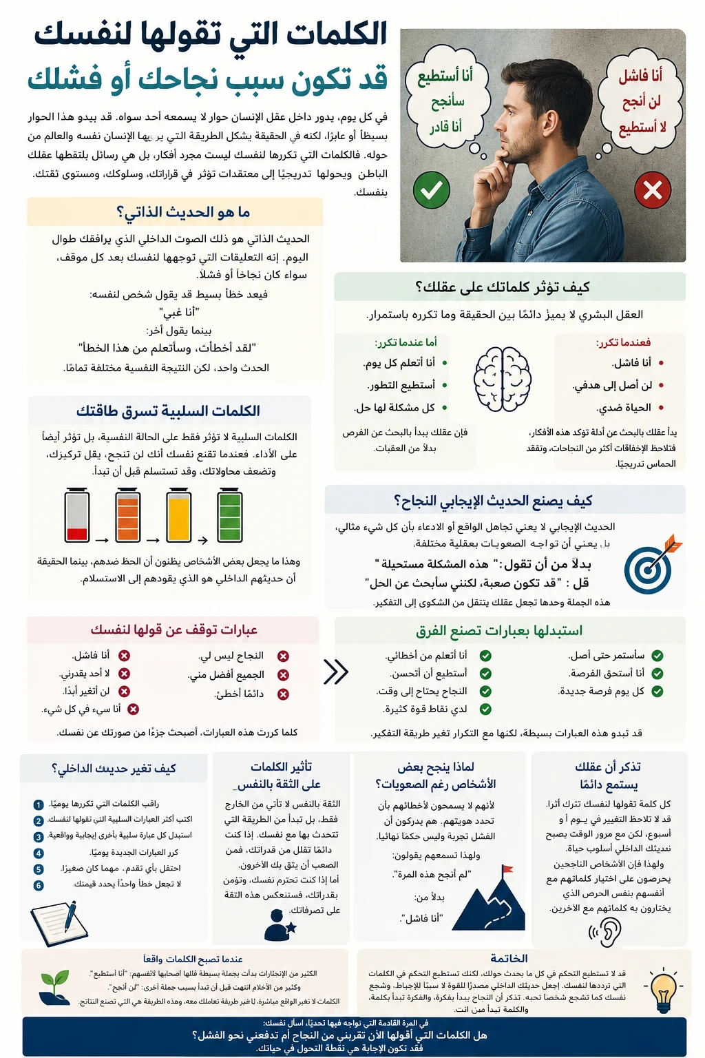 image about الكلمات التي تقولها لنفسك قد تكون سبب نجاحك أو فشلك