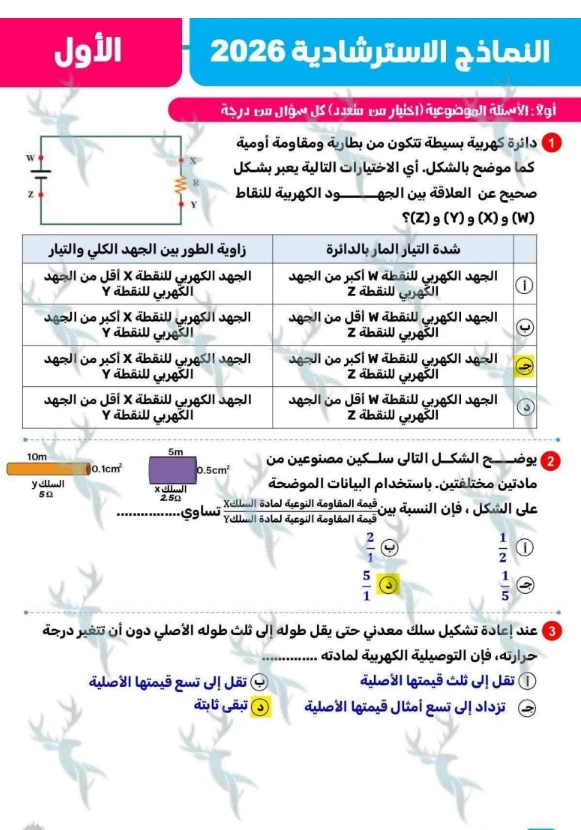 image about تحميل نماذج الوزارة الاسترشادية في الفيزياء بالإجابات للصف الثالث الثانوي 2026 PDF كاملة – النماذج الرسمية