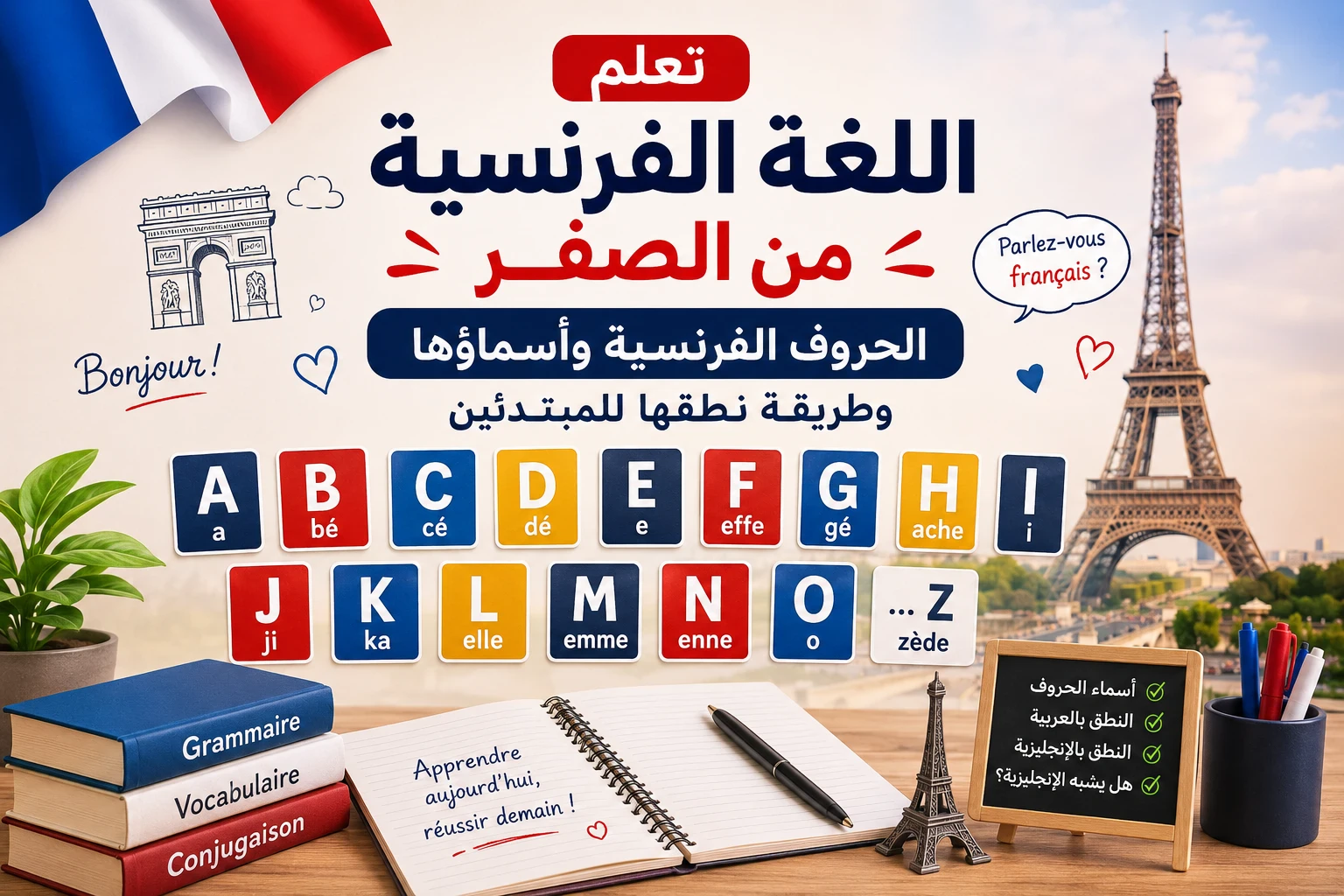 image about 🇫🇷 تعلم اللغة الفرنسية من الصفر (1) | الحروف الفرنسية وأسماؤها وطريقة نطقها للمبتدئين ✨