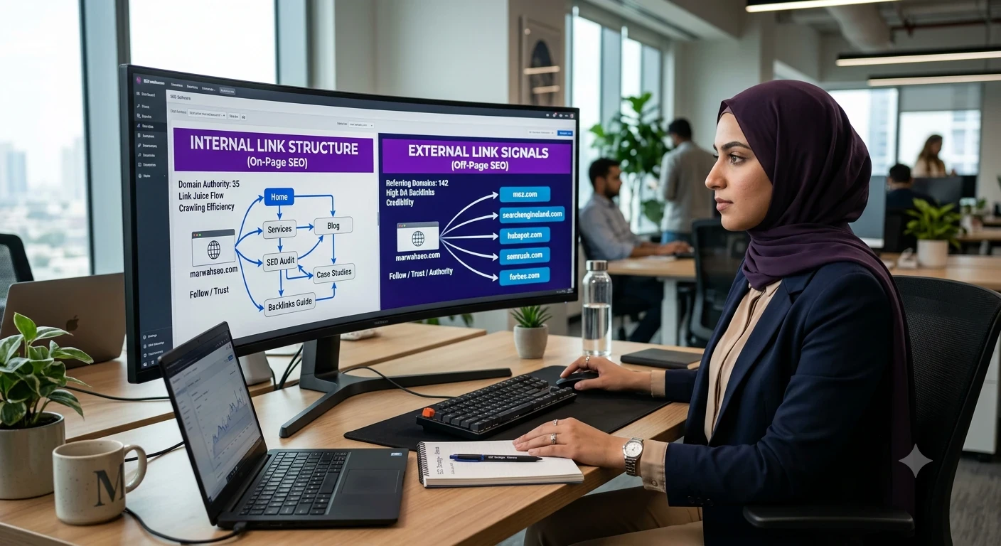 image about الروابط الداخلية والخارجية في السيو: كيف تجعل الزائر يقضي وقتًا أطول داخل موقعك؟ (دليل عملي للمبتدئين)