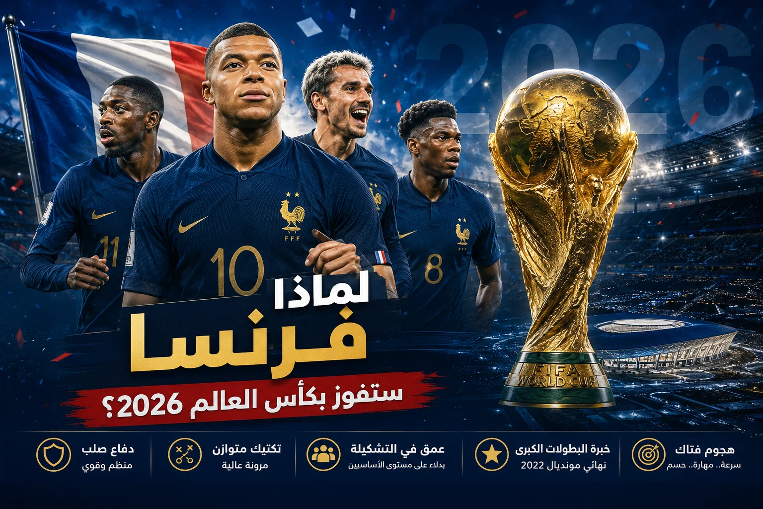 image about لماذا فرنسا ستفوز بكأس العالم 2026؟ تحليل رياضي يكشف مفاجآت البطولة