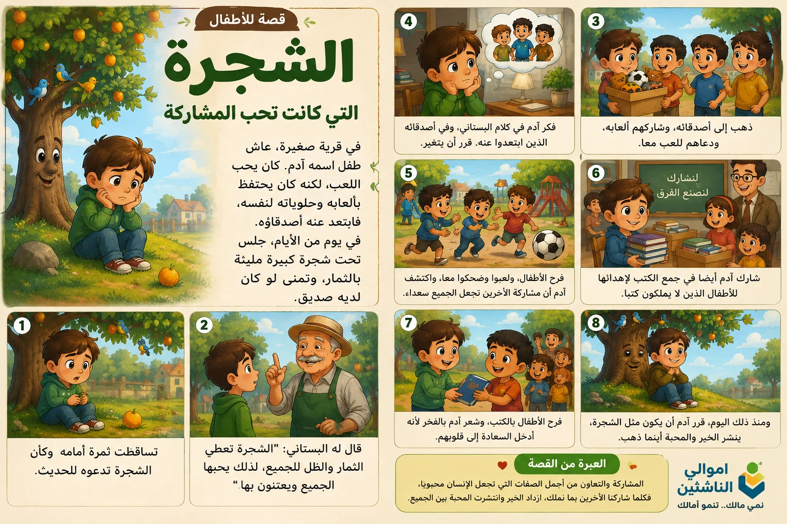 image about قصة الأطفال: الشجرة التي كانت تحب المشاركة