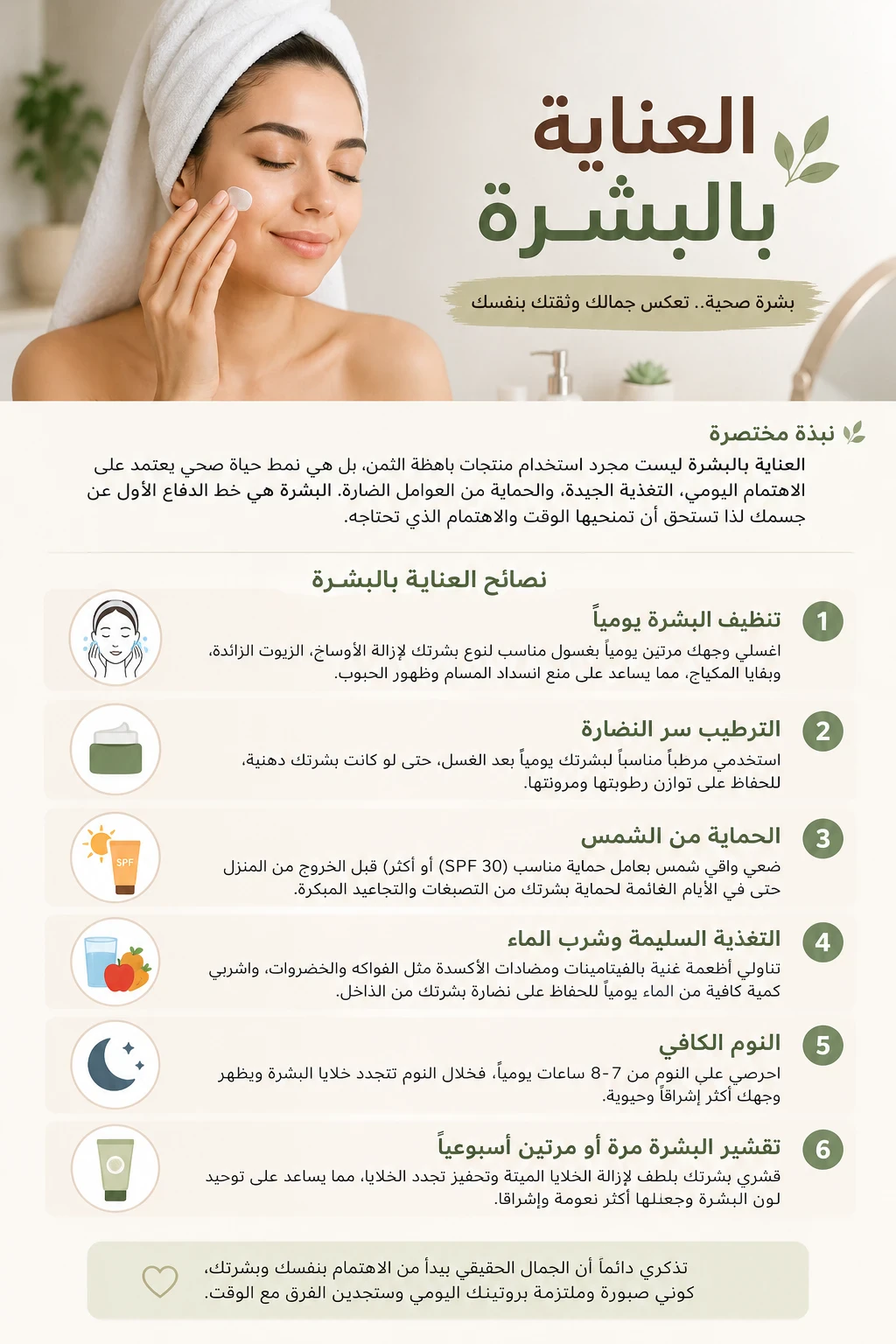 image about العناية بالبشرة: 10 نصائح يومية للحصول على بشرة صحية ونضرة بشكل طبيعي٠