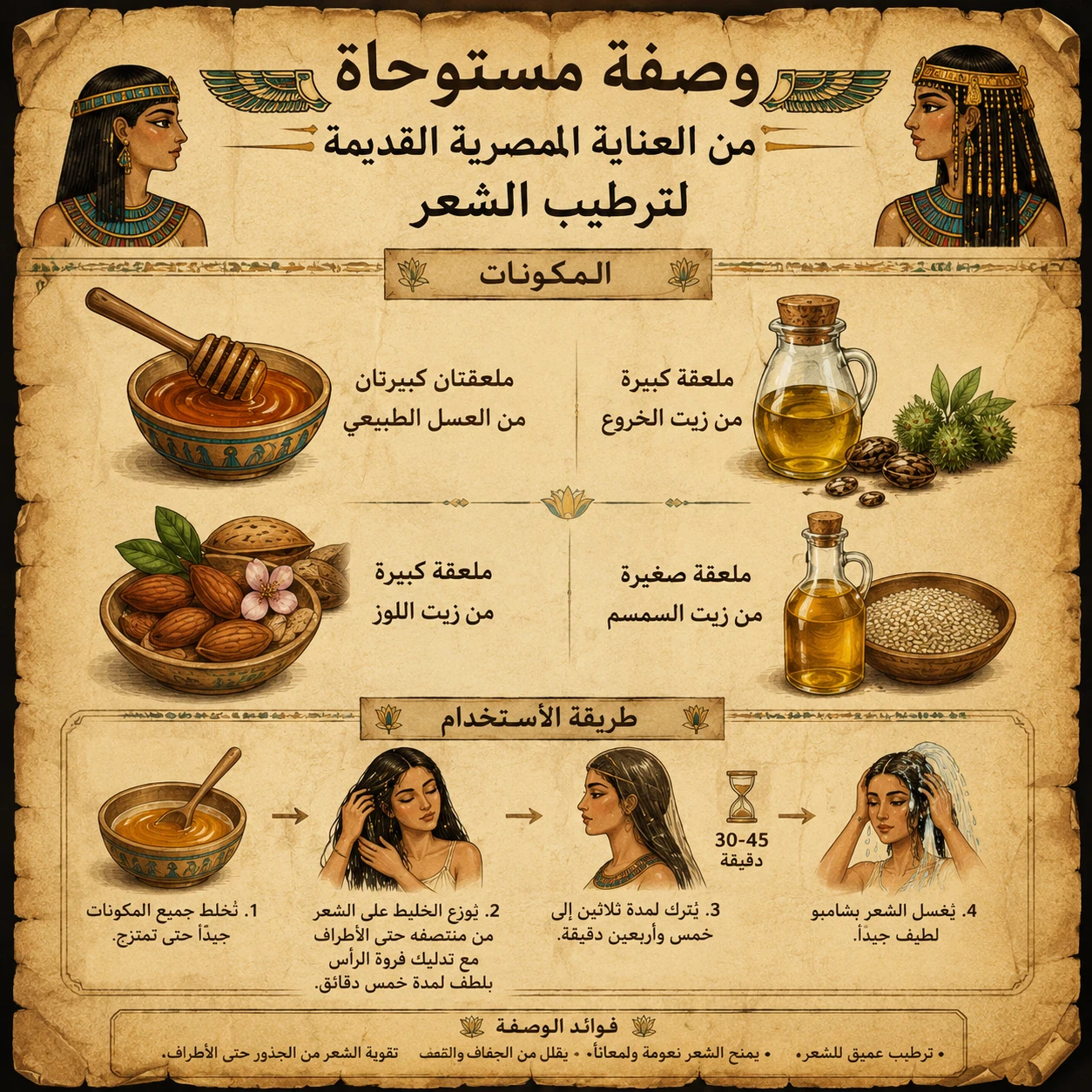 image about سر جمال شعر سيدات الفراعنة | وصفات مصرية قديمة لترطيب وتنعيم وتقوية الشعر بخطوات طبيعية