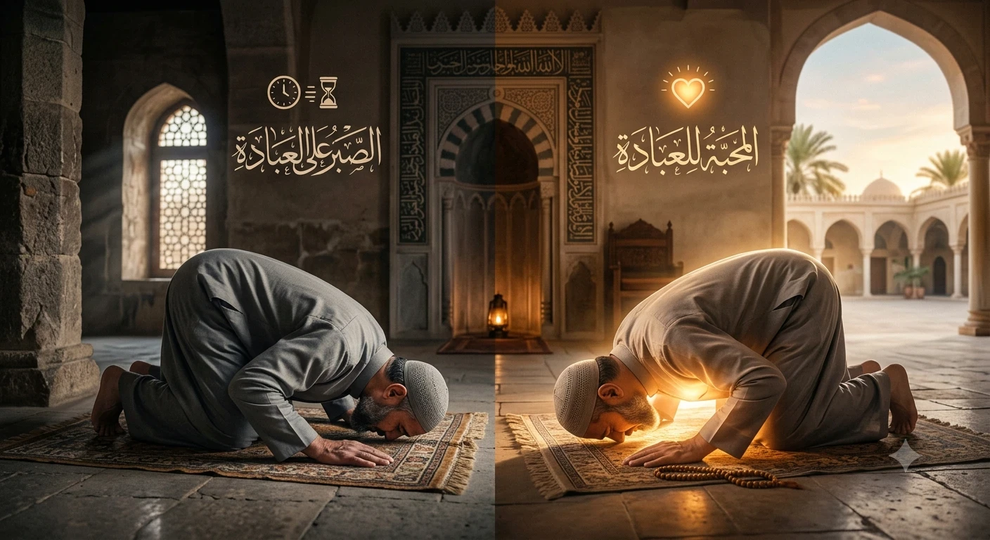 image about العبادة بين (الصبر عليها )و(المحبة لها)