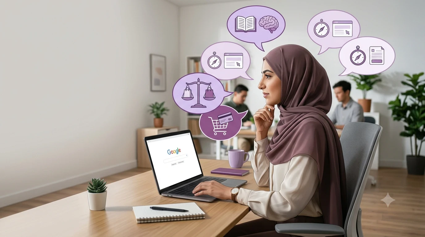 image about الدرس الثامن: ما هي نية الباحث (Search Intent)؟ وكيف تكتب محتوى يجيب على ما يبحث عنه المستخدم؟ (دليل عملي للمبتدئين)
