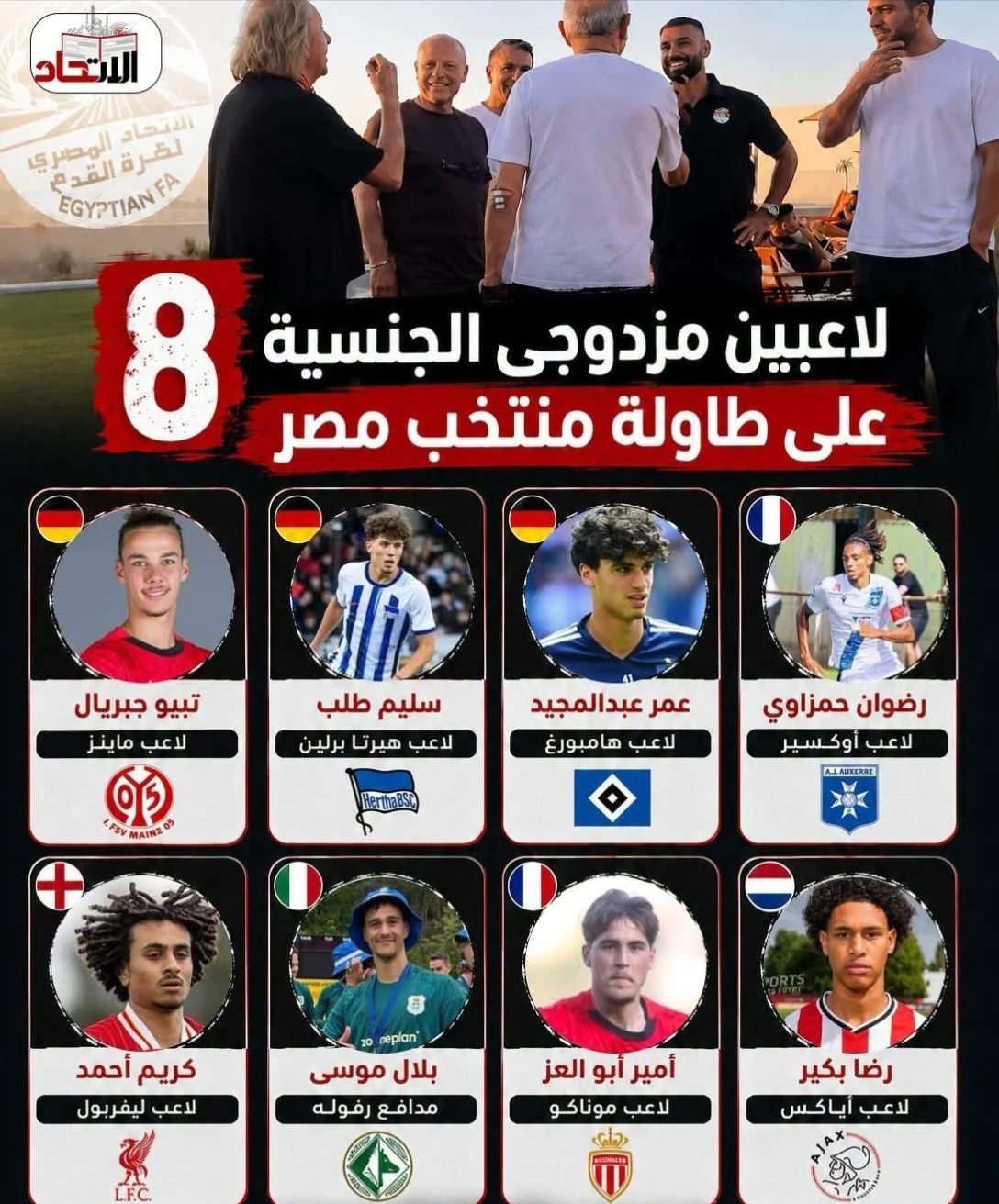 image about ٨ لاعبين مزدوجي الجنسية علي طاولة منتخب مصر