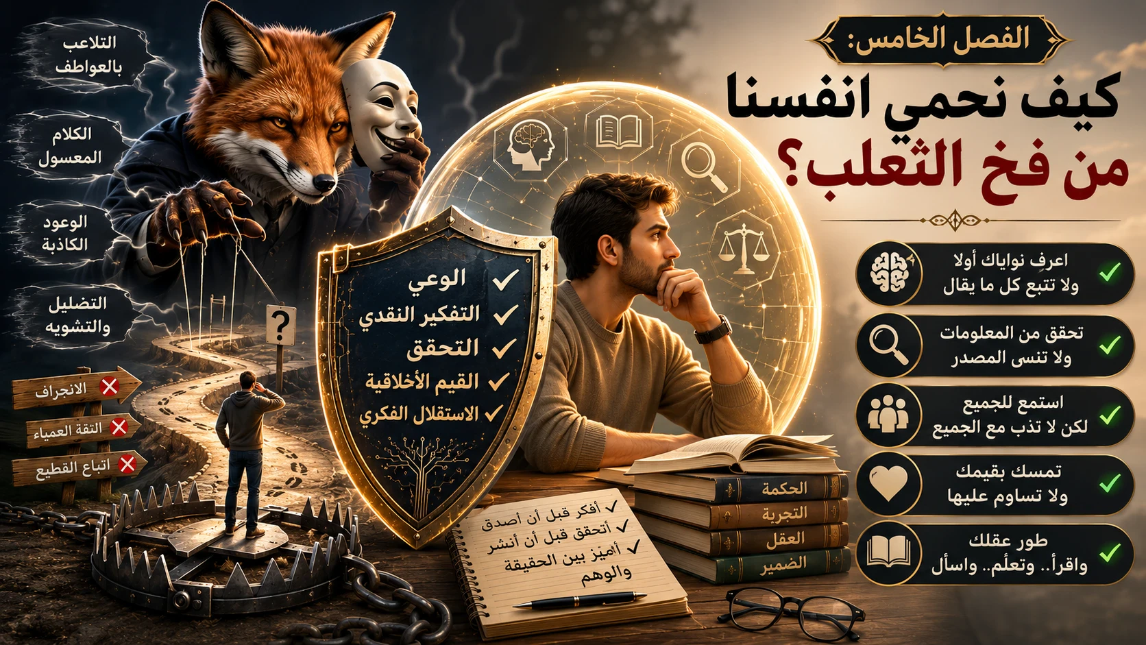 image about إذا تعلمت الدين من الثعلب: قراءة فلسفية في مرايا الخداع وتشكيل القيم