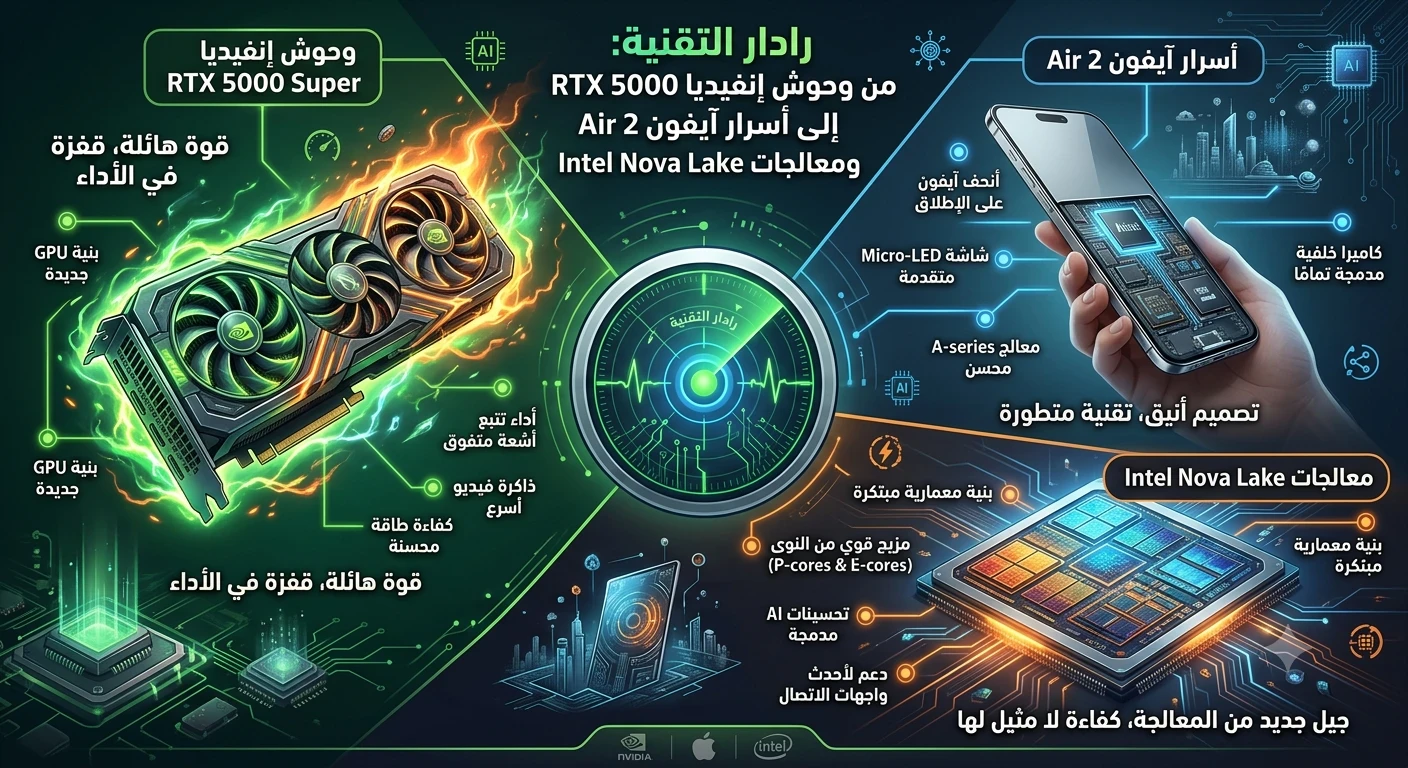 image about رادار التقنية: من وحوش إنفيديا RTX 5000 Super إلى أسرار آيفون Air 2 ومعالجات Intel Nova Lake