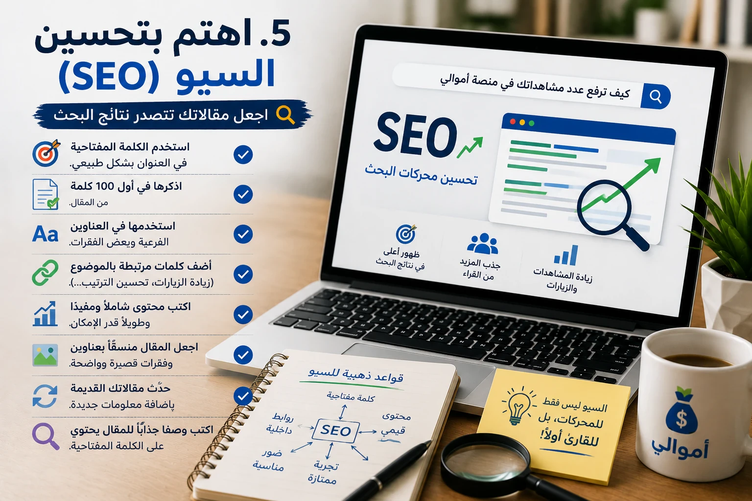 image about كيف ترفع عدد مشاهداتك في منصة أموالي؟ 10 خطوات مجربة لزيادة الزيارات وتصدر نتائج البحث
