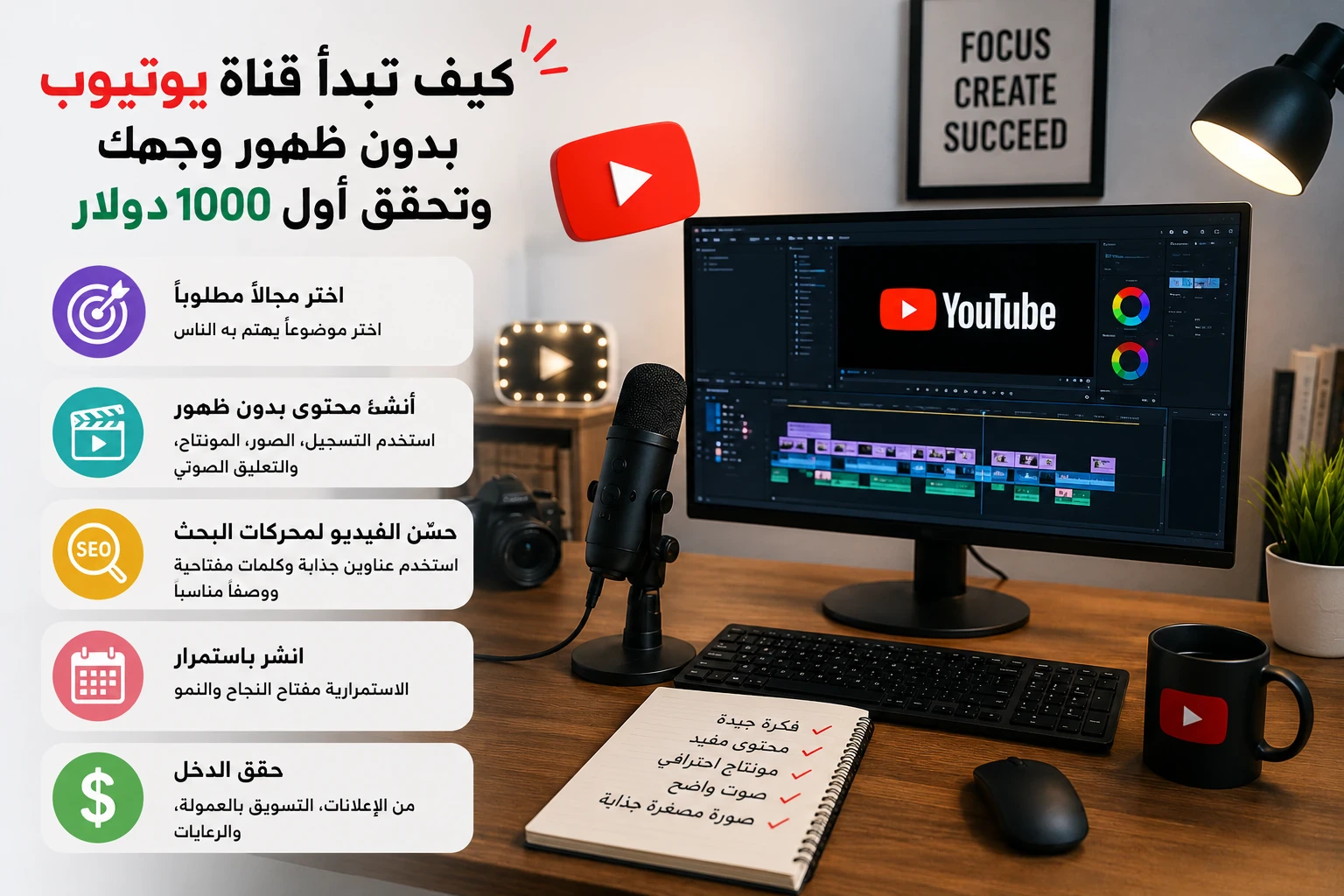 image about كيف تبدأ قناة يوتيوب بدون أن تظهر وجهك وتحقق أول 1000 دولار