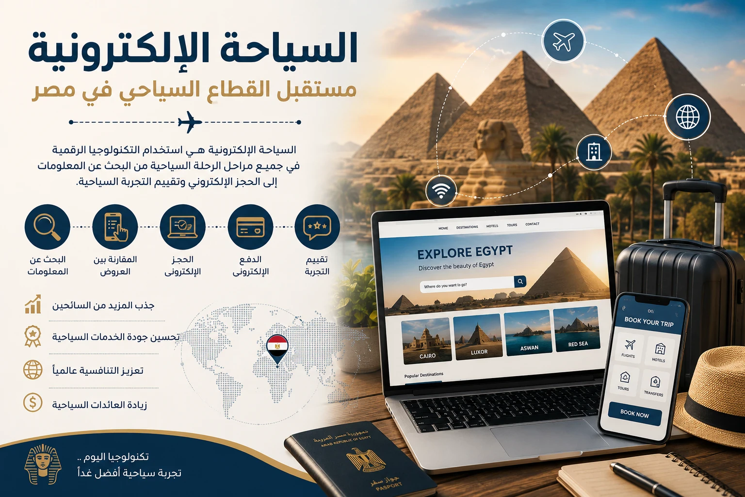 image about آثار السياحة الإلكترونية في تطوير القطاع السياحي في مصر