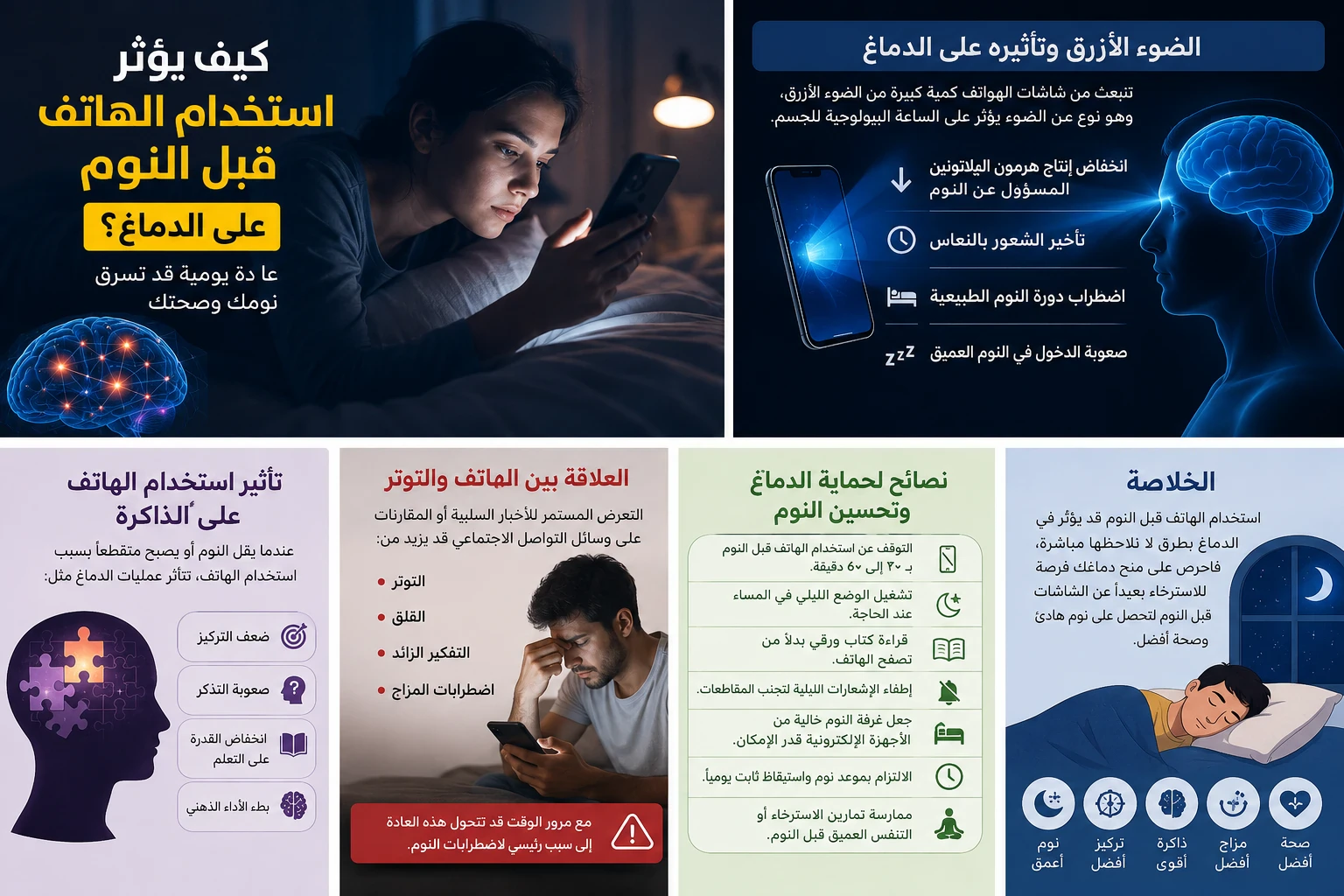 image about كيف يؤثر استخدام الهاتف قبل النوم على الدماغ؟