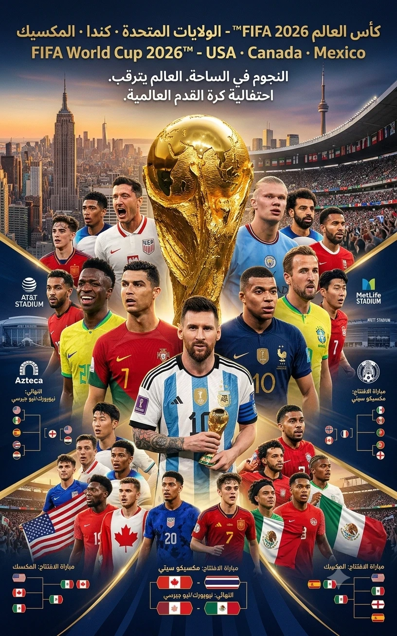 image about كأس العالم 2026.. كل ما تريد معرفته عن البطولة وأبرز المنتخبات المرشحة للفوز  مقدمة