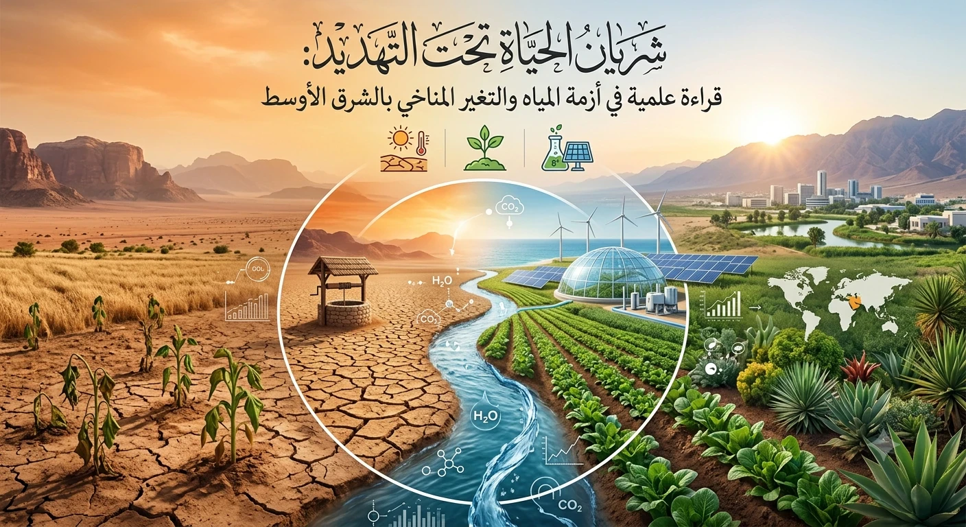 image about 🌍 شريان الحياة تحت التهديد: قراءة علمية في أزمة المياه والتغير المناخي بالشرق الأوسط