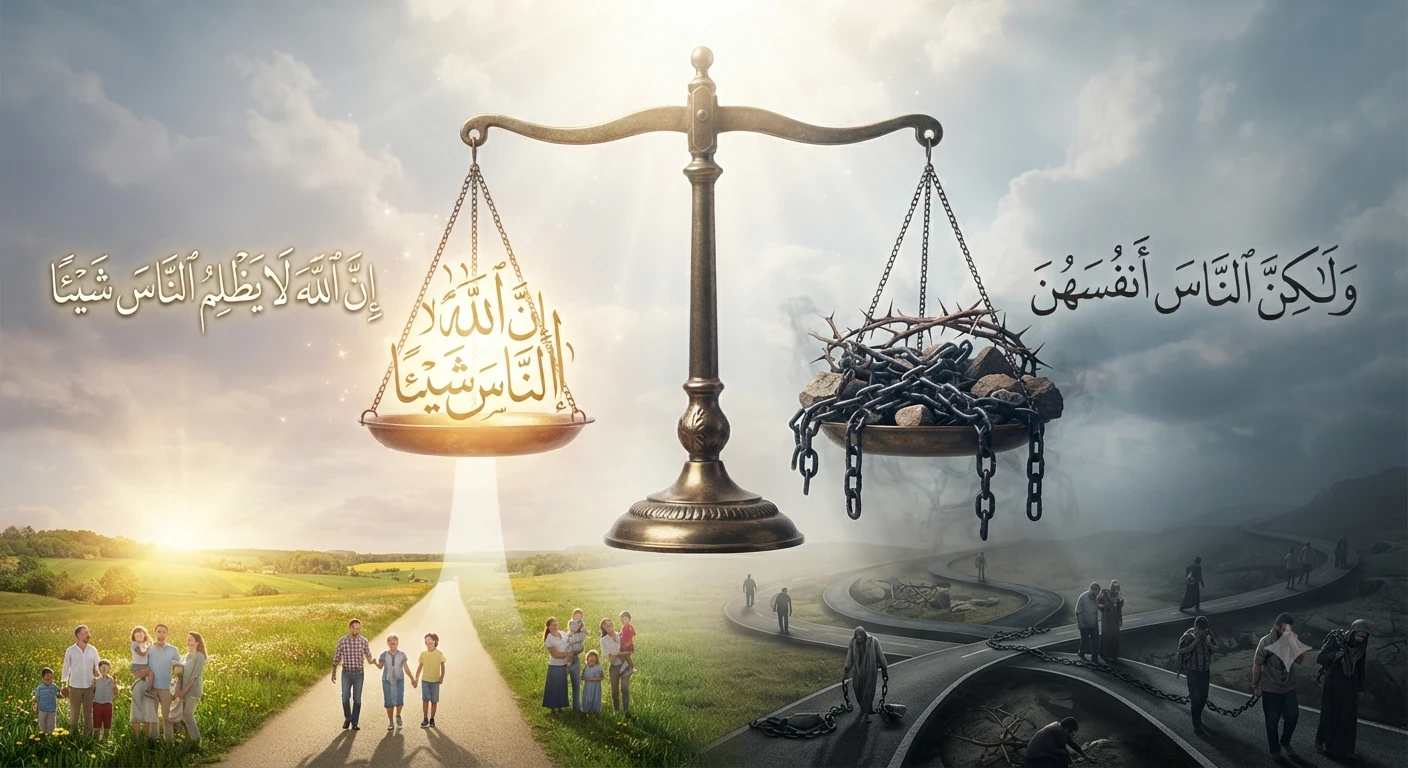 image about الله ليس بظالم لعباده ولكن نحن من نظلم انفسنا
