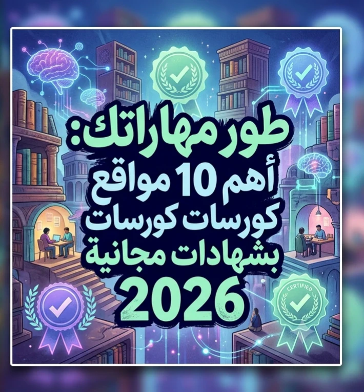 image about 💢 أفضل مواقع الكورسات المجانية بشهادات معتمدة في 2026.. تعلّم من المنزل واحصل على شهادة تفتح لك فرص العمل