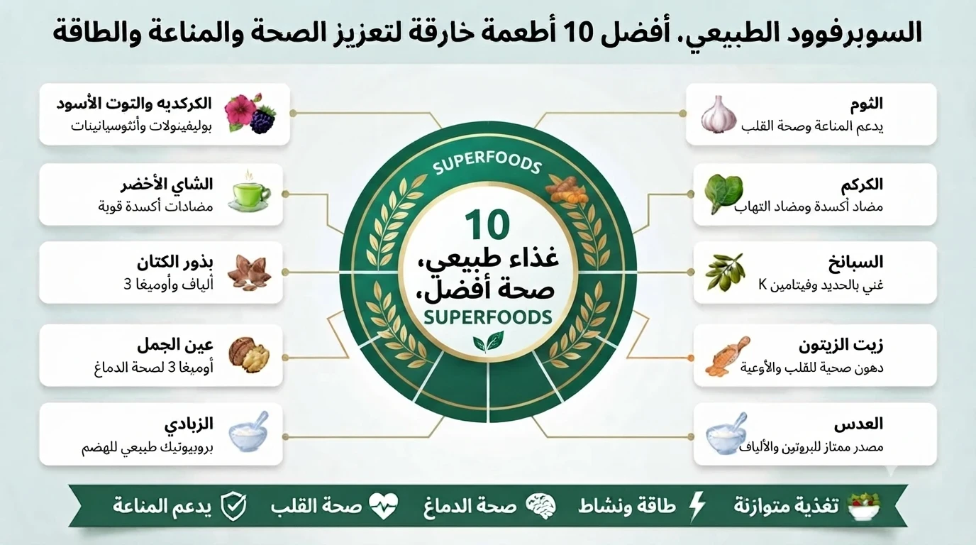 image about السوبرفوود الطبيعي: أفضل 10 أطعمة خارقة لتعزيز الصحة والمناعة والطاقة