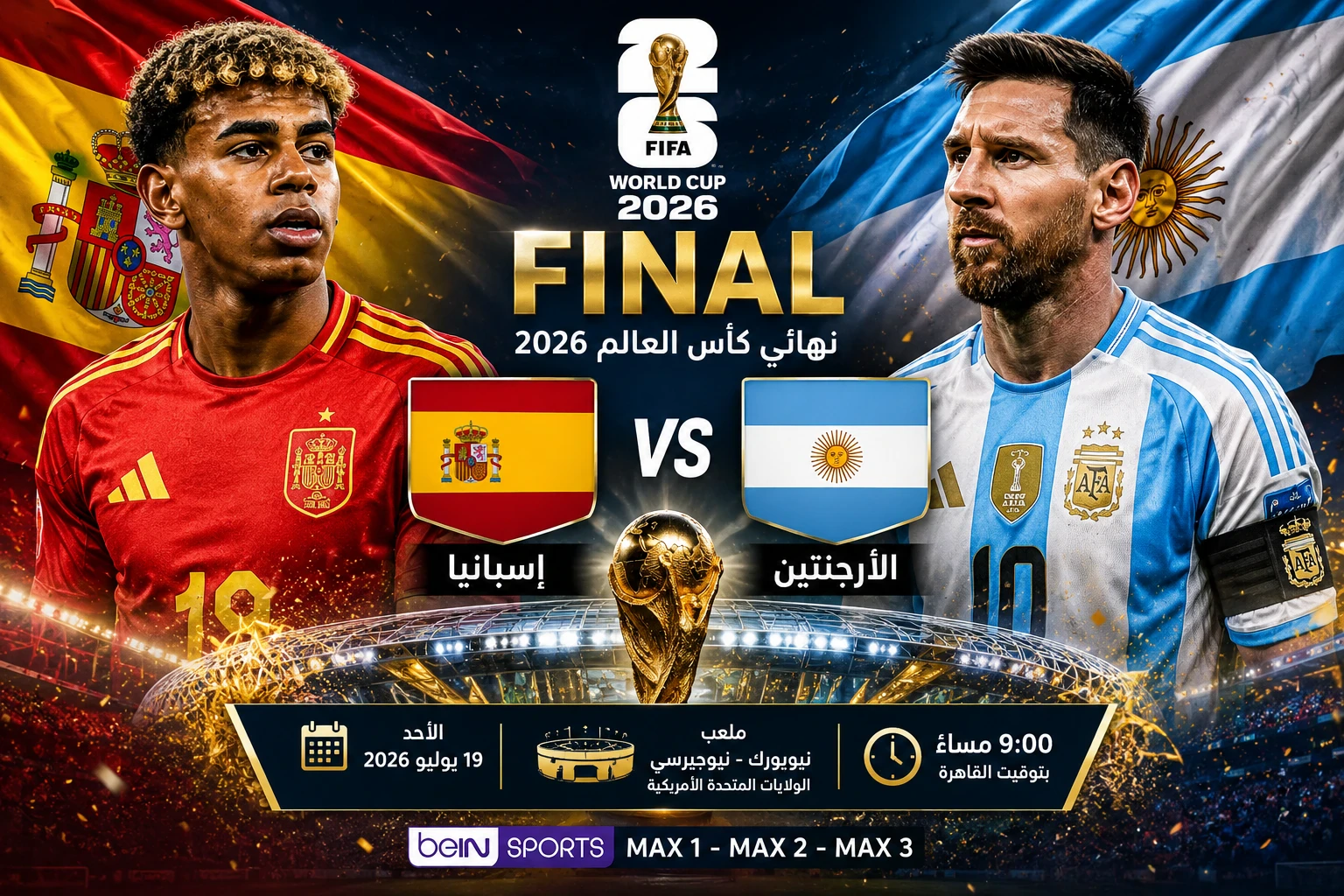 image about إسبانيا ضد الأرجنتين في نهائي كأس العالم 2026.. صدام العمالقة لحسم لقب المونديال