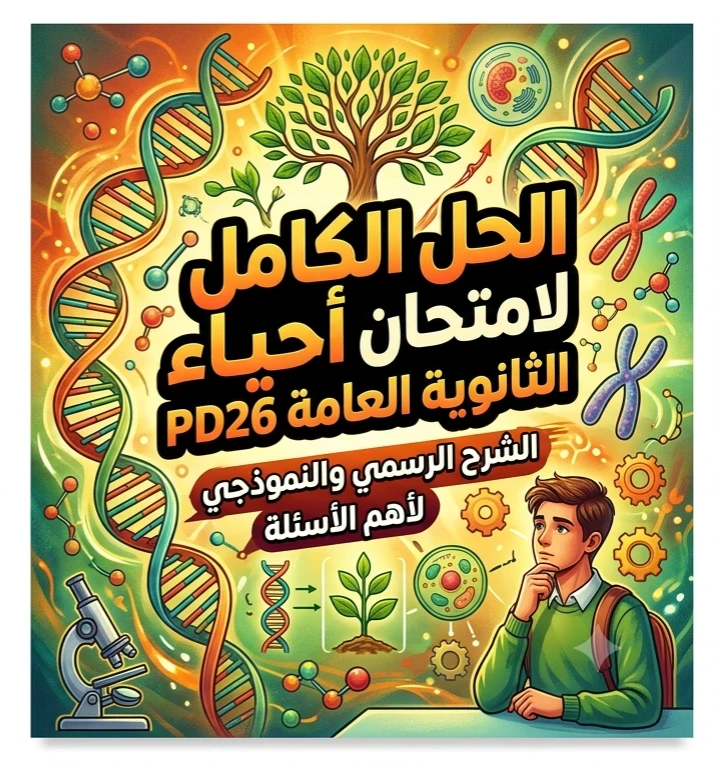 image about 📕 إجابات امتحان الأحياء الثانوية العامة 2026 كاملة.. الحل الرسمي ونموذج الإجابة PDF لجميع الأسئلة