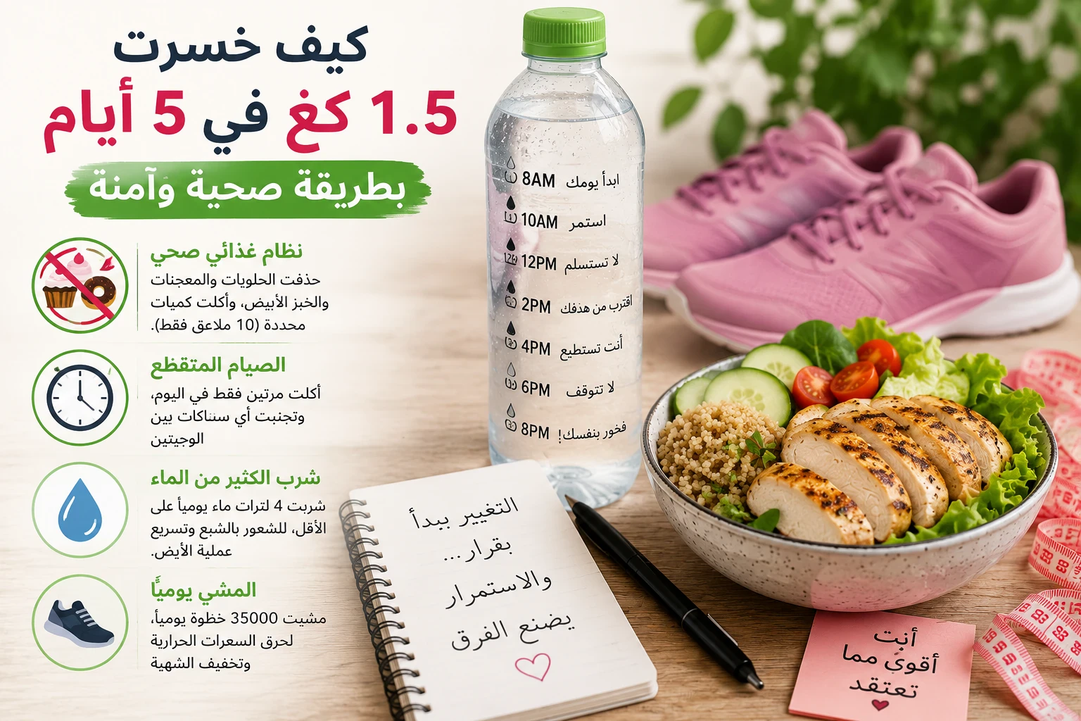 image about تجربتي لخسارة كيلو ونصف من وزني في 5 ايام