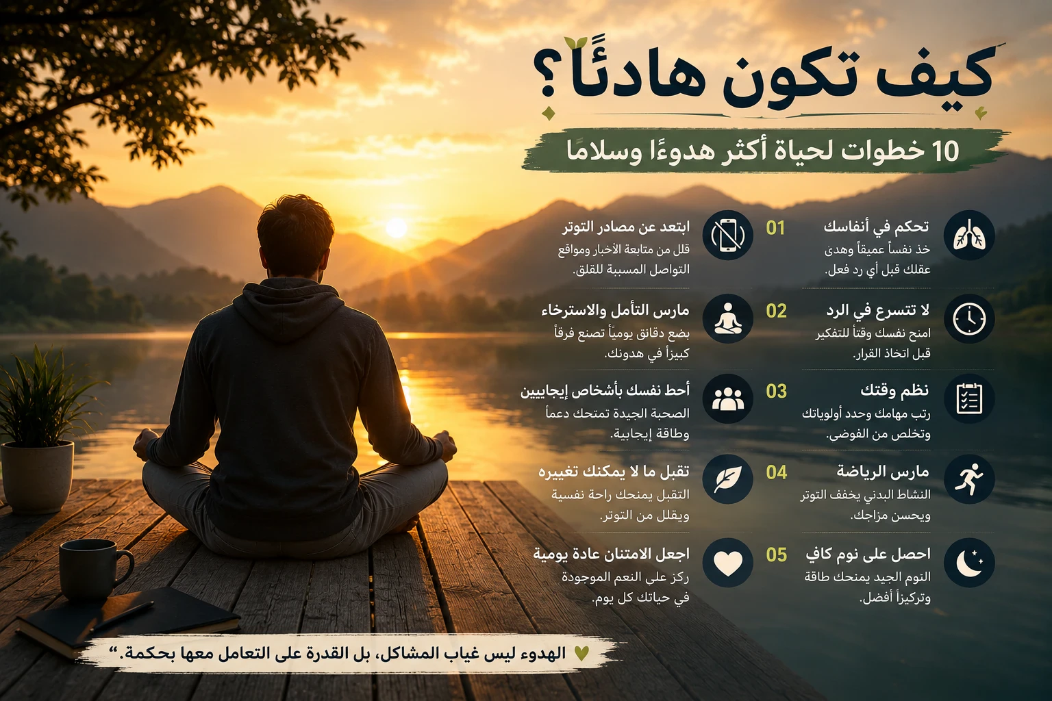 image about تعلم كيف تكون هادئ في حياتك اليومية