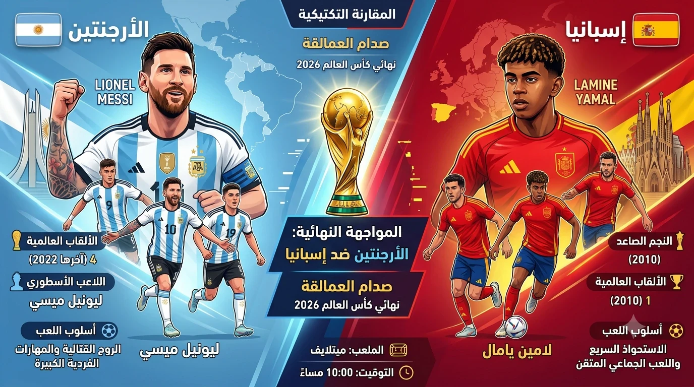 image about نهائي الحلم: مقارنة تكتيكية وشاملة بين عملاقي العالم الأرجنتين وإسبانيا