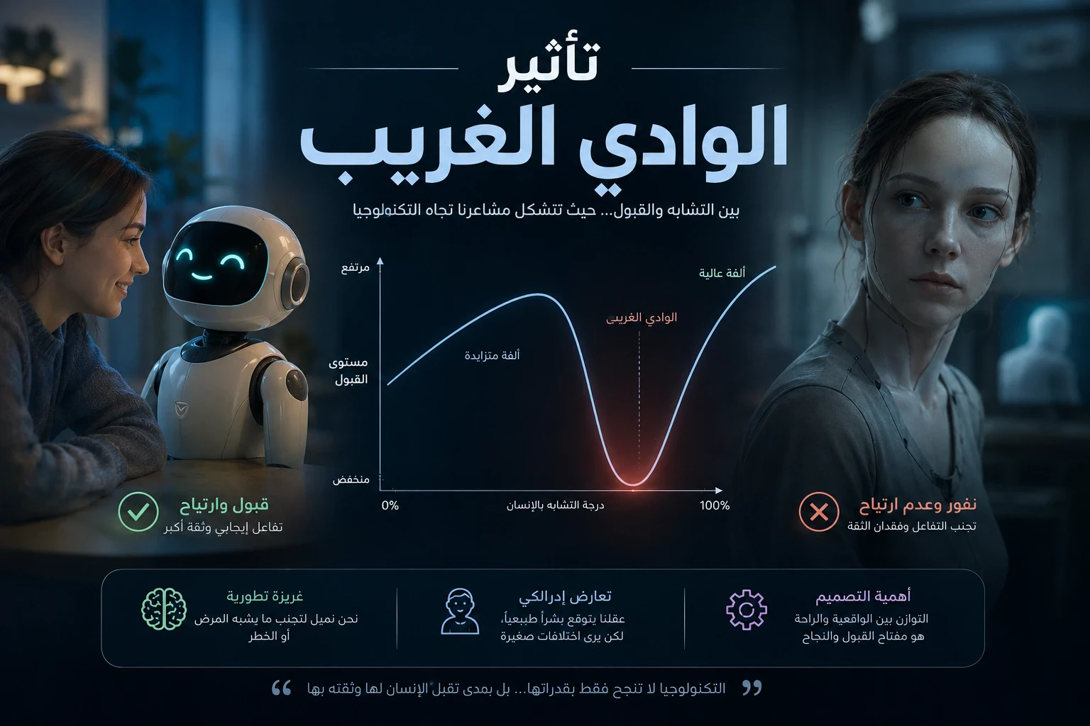 image about تأثير الوادي الغريب (Uncanny Valley) عدم تقبل الروبوتات و الAi