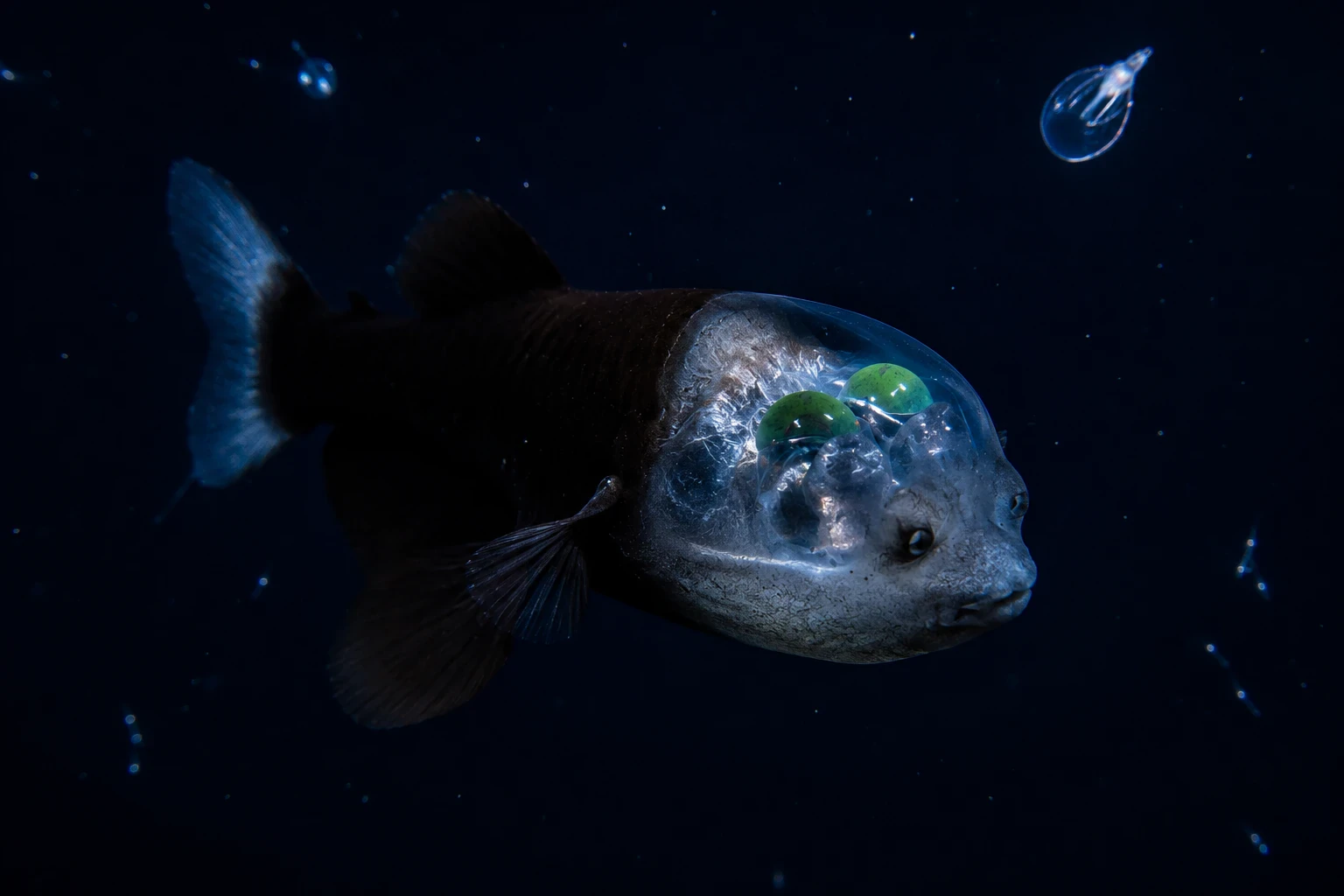 image about سمكة الرأس الشفاف (Barreleye Fish): الكائن الذي يرى العالم من خلال رأسه