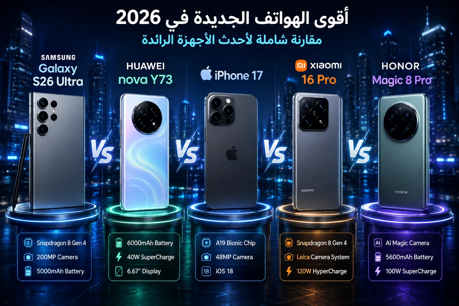 image about أفضل الهواتف الذكية الجديدة التي وصلت إلى الأسواق في 2026.. مواصفات قوية تناسب جميع الفئات