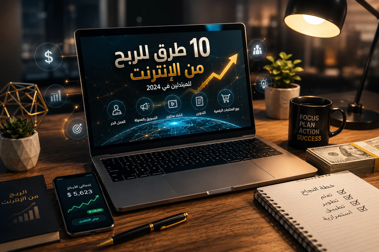 image about أفضل 10 طرق للربح من الإنترنت للمبتدئين في 2026 (دليل عملي لتحقيق أول دخل)