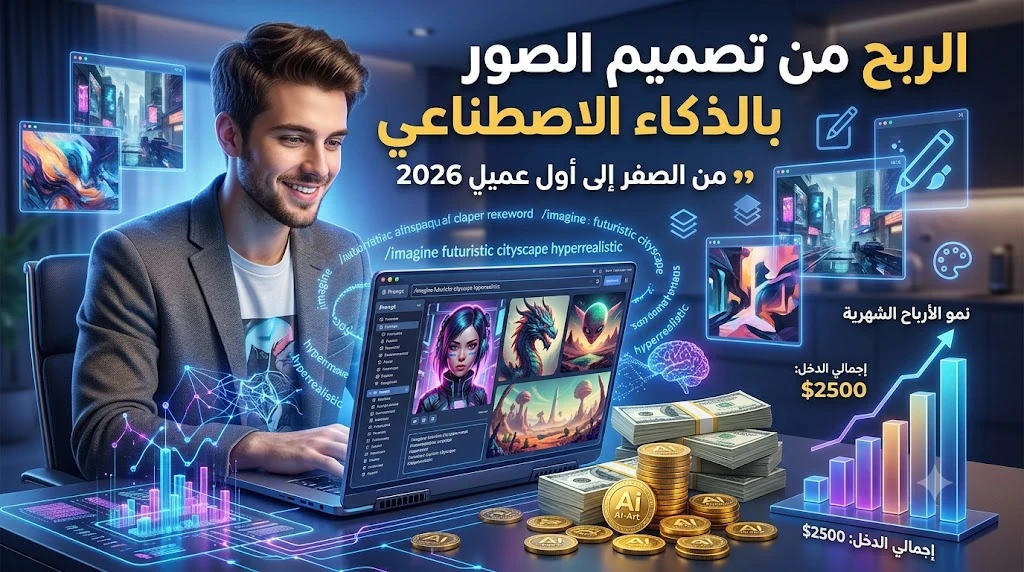 image about كيف تكسب المال من تصميم الصور بالذكاء الاصطناعي بدون خبرة؟ دليل المبتدئين لتحقيق أول دخل في 2026
