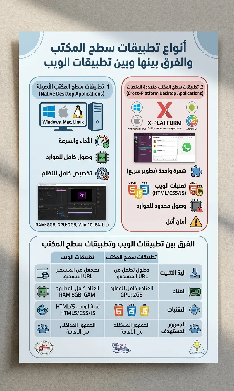 image about أنواع تطبيقات سطح المكتب والفرق بينها وبين تطبيقات الويب