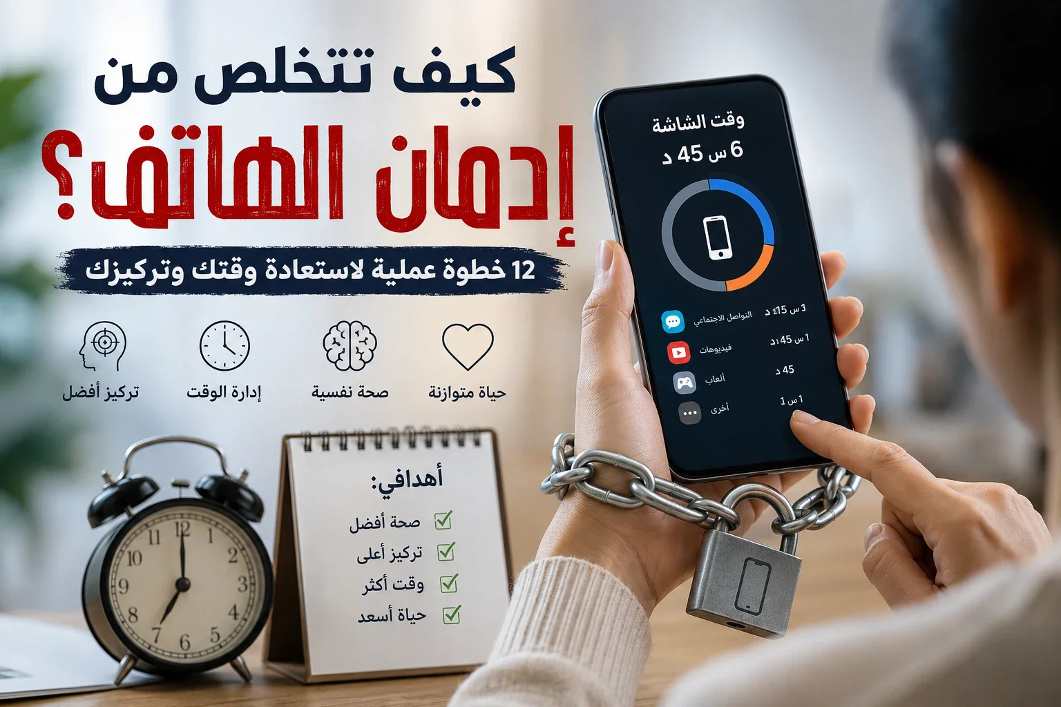 image about كيف تتخلص من إدمان الهاتف؟ 12 خطوة عملية لاستعادة وقتك وتركيزك