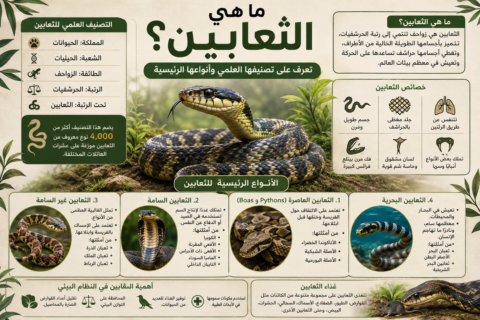 image about ما هي الثعابين؟ تعرف على تصنيفها العلمي وأنواعها الرئيسية