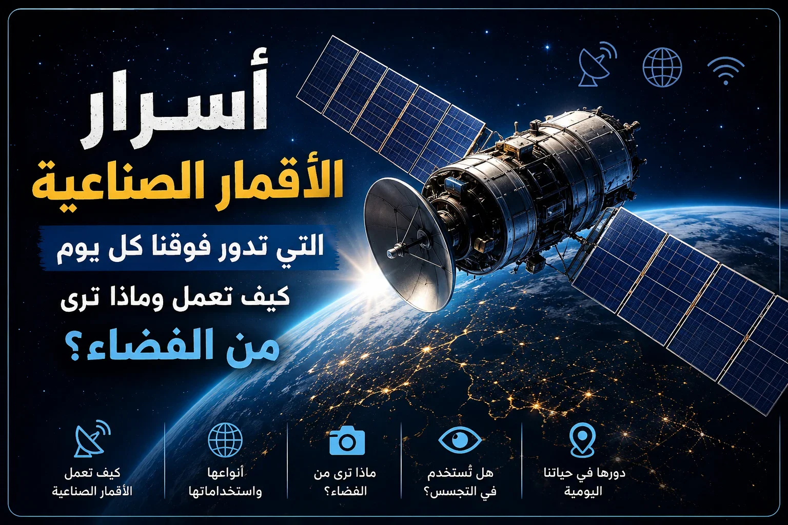image about 🛰️ أسرار الأقمار الصناعية التي تدور فوقنا كل يوم.. كيف تعمل وماذا ترى من الفضاء؟