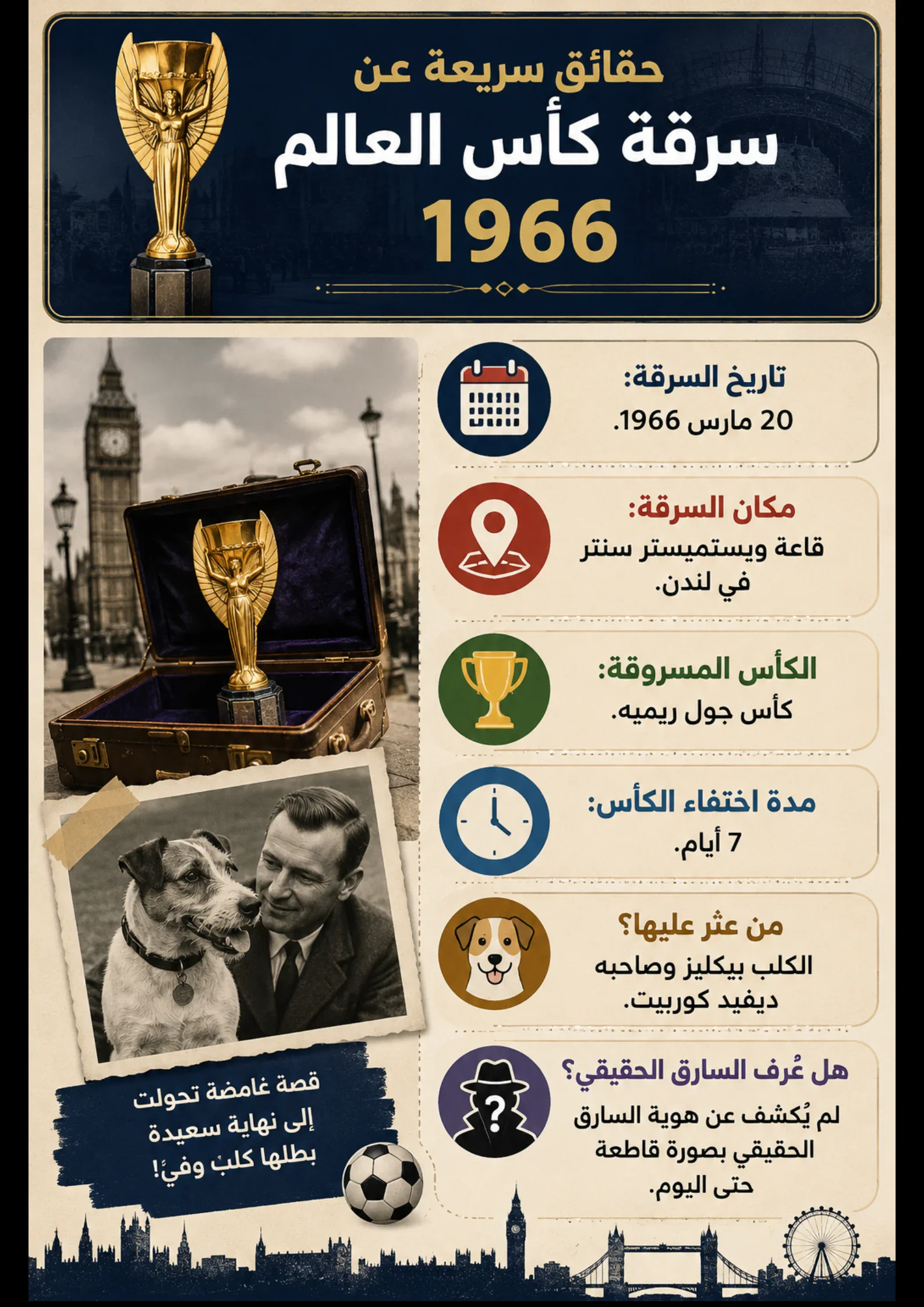 image about قصة سرقة كأس العالم 1966 واكتشافها بطريقة لا تُصدق