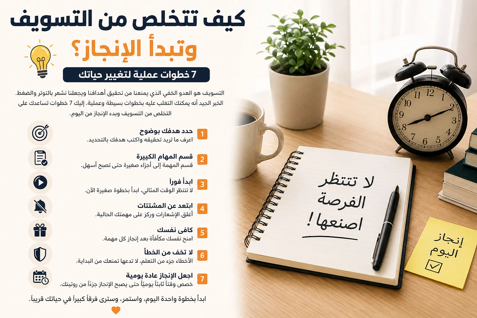 image about وداعًا للتسويف.. 7 خطوات عملية ستغير طريقة إنجازك للمهام