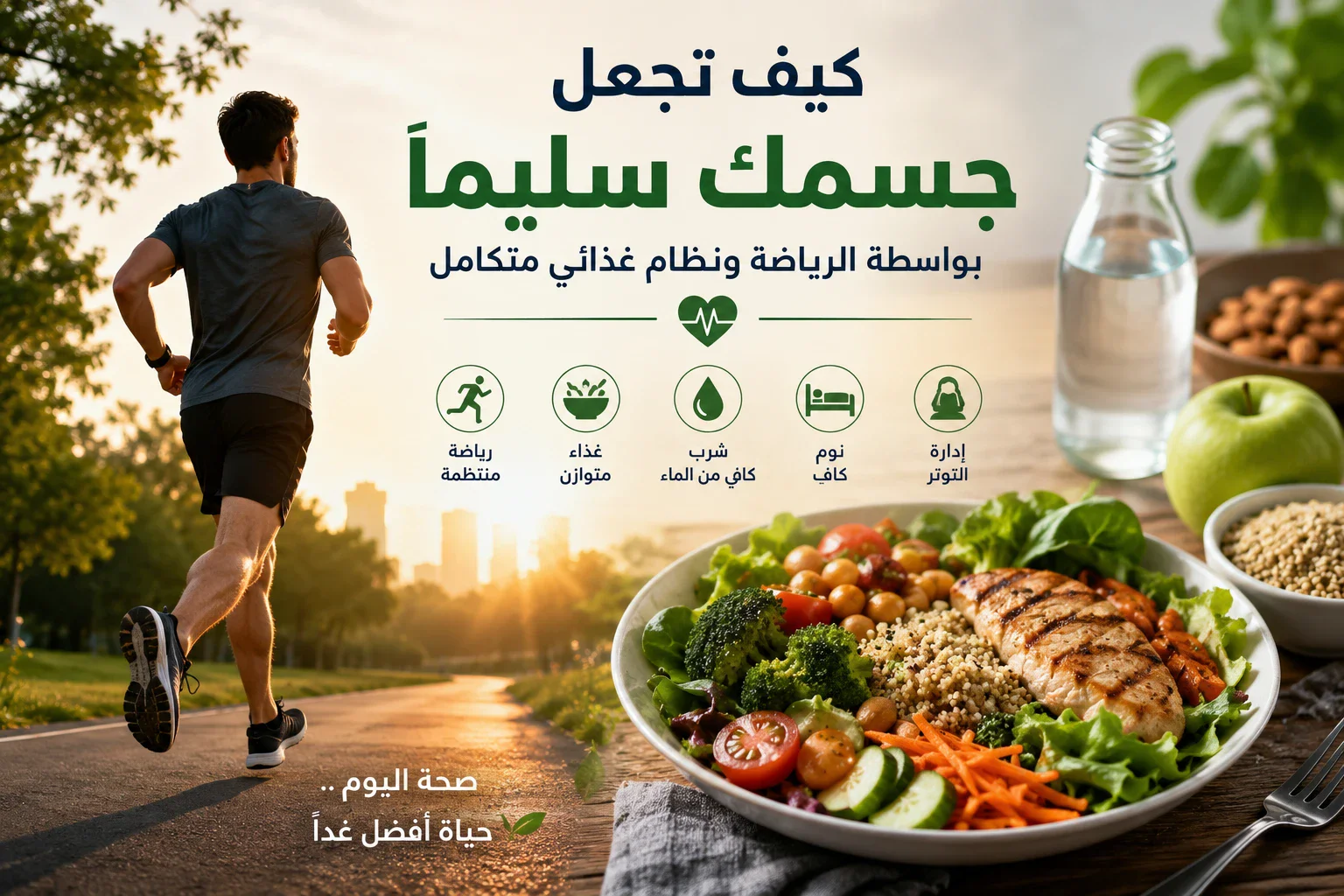 image about كيف تجعل جسمك سليمًا بواسطة الرياضة ونظام غذائي متكامل