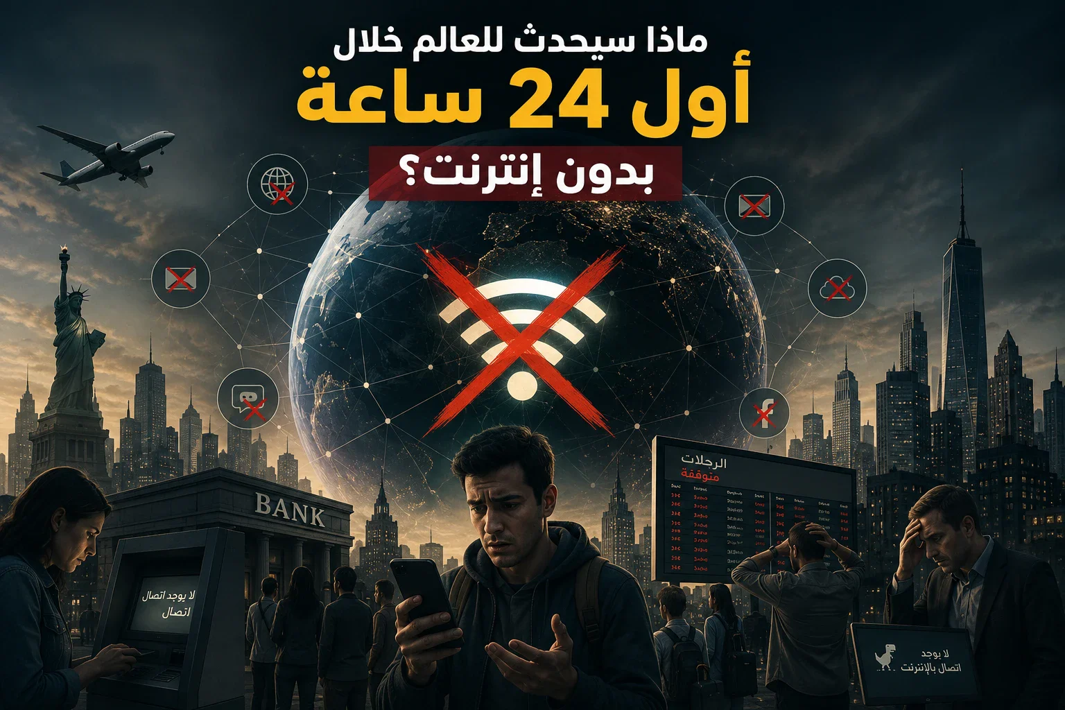 image about ماذا سيحدث للعالم خلال أول 24 ساعة بدون إنترنت؟ وبعد أسبوع... هل ينهار العالم فعلًا؟