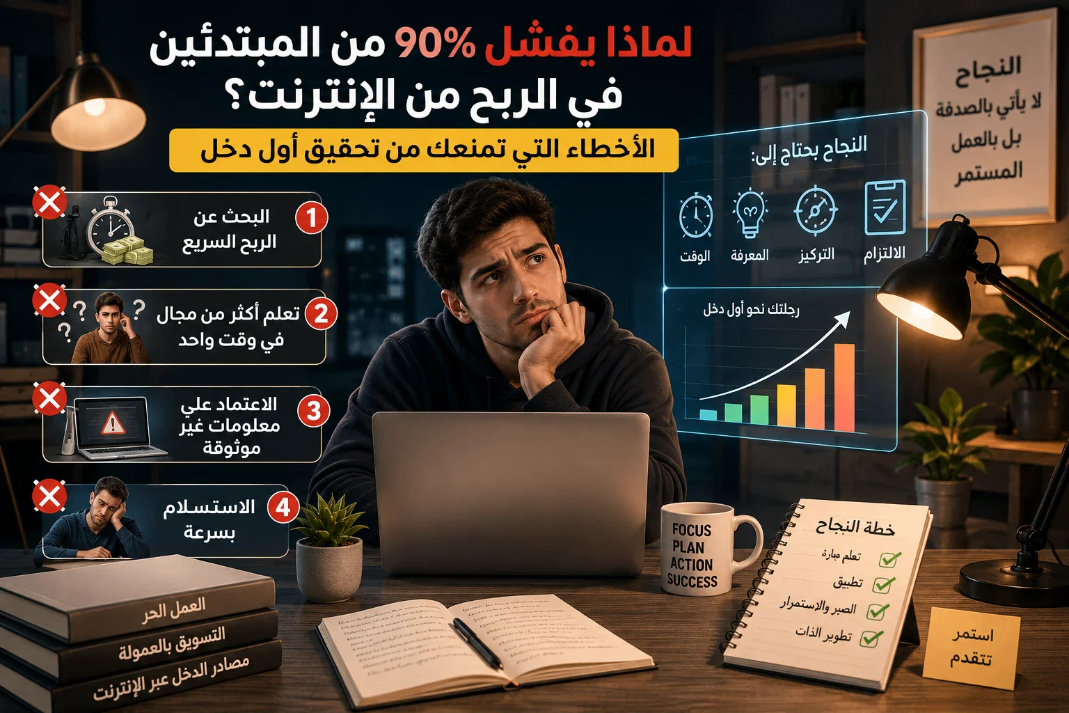 image about لماذا يفشل 90% من المبتدئين في الربح من الإنترنت؟ 10 أخطاء تمنعك من تحقيق أول دخل في 2026