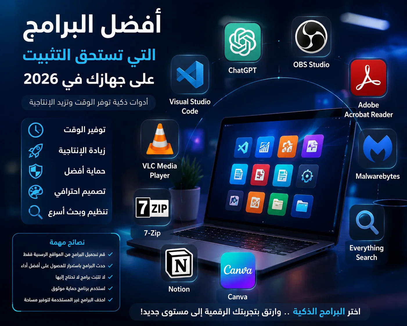 image about أفضل البرامج التي تستحق التثبيت على جهازك في 2026.. أدوات ذكية توفر الوقت وتزيد الإنتاجية