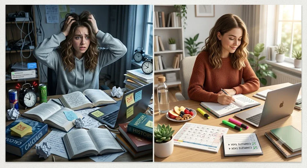 image about كيف تتعامل مع ضغط الدراسة والعمل بطريقة أفضل؟ 🧠📚✨ دليل عملي لحياة أكثر توازنًا وإنتاجية!
