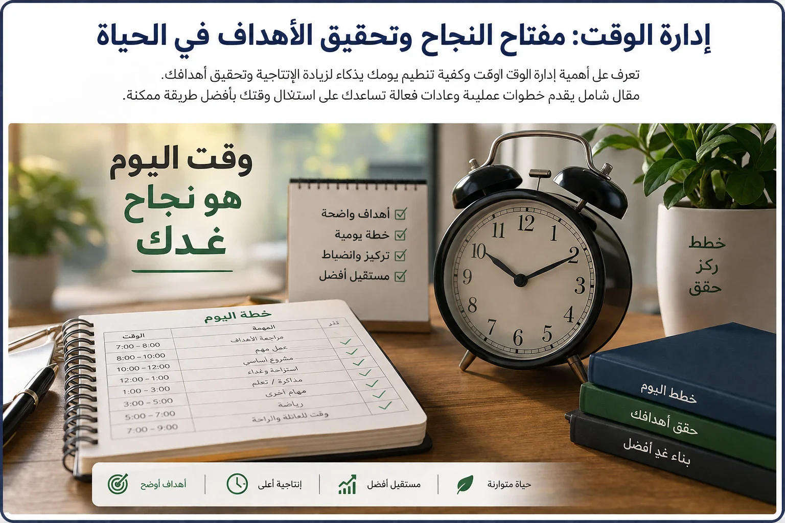 image about إدارة الوقت: السر الحقيقي لتحقيق النجاح وزيادة الإنتاجية نبذة عن المقال:
