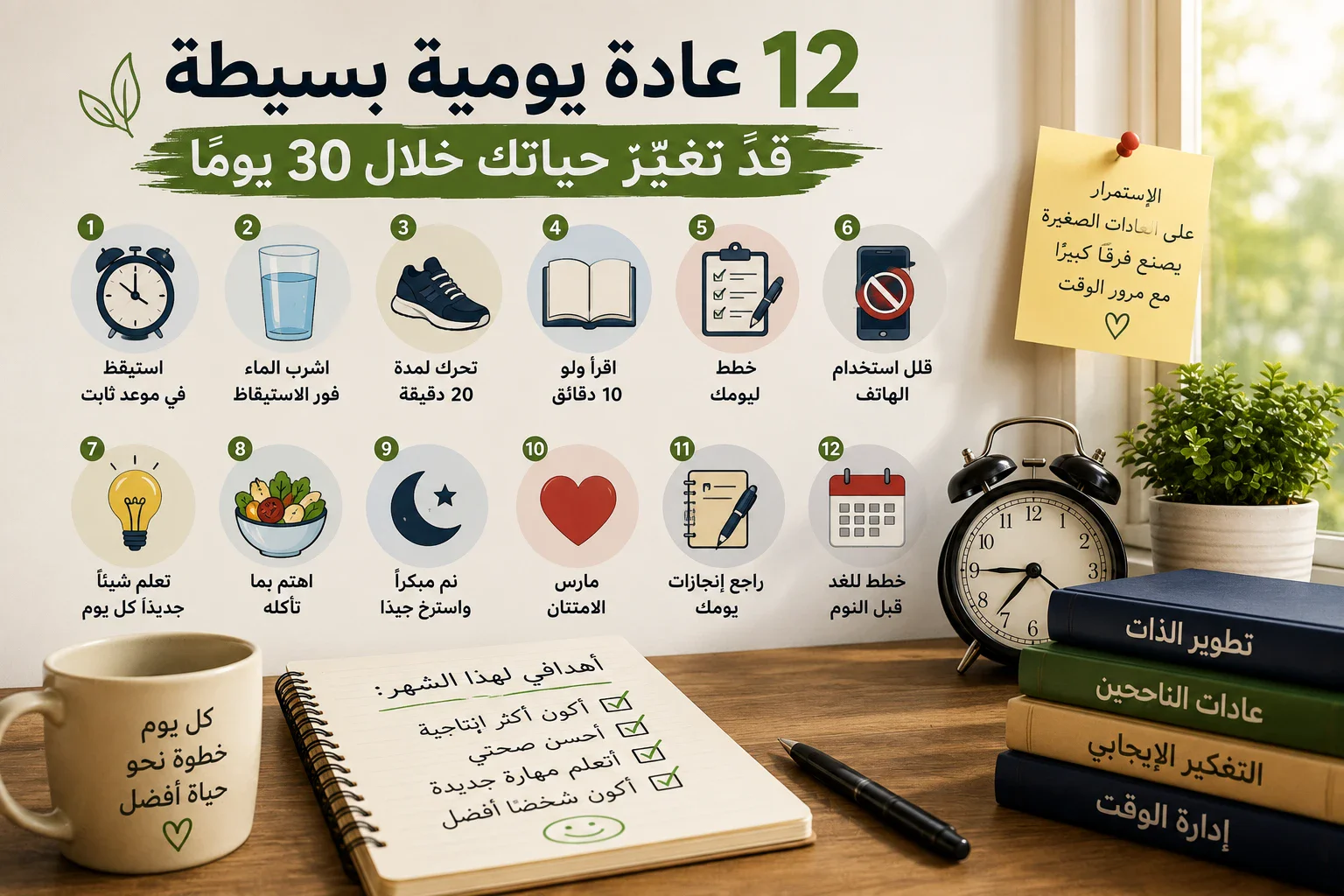 image about 12 عادة يومية بسيطة قد تغيّر حياتك خلال 30 يومًا.. ابدأ اليوم ولا تؤجل