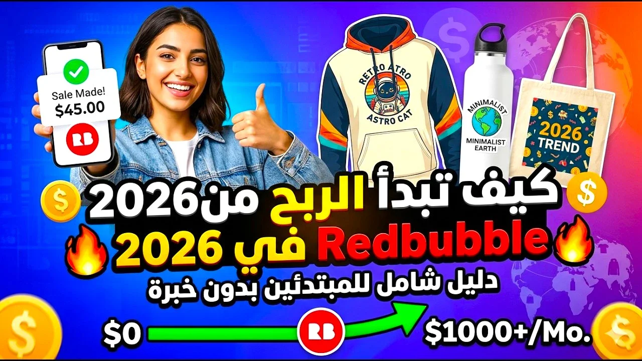 image about كيفية الربح من موقع Redbubble للمبتدئين 2026
