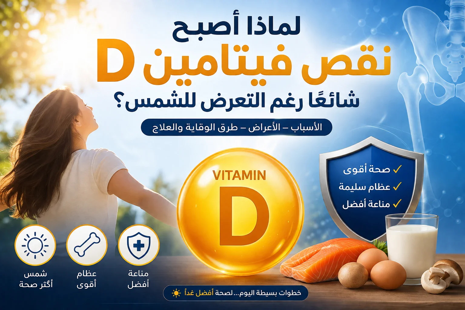 image about لماذا أصبح نقص فيتامين D شائعًا رغم التعرض للشمس؟ الأسباب والأعراض وطرق الوقاية