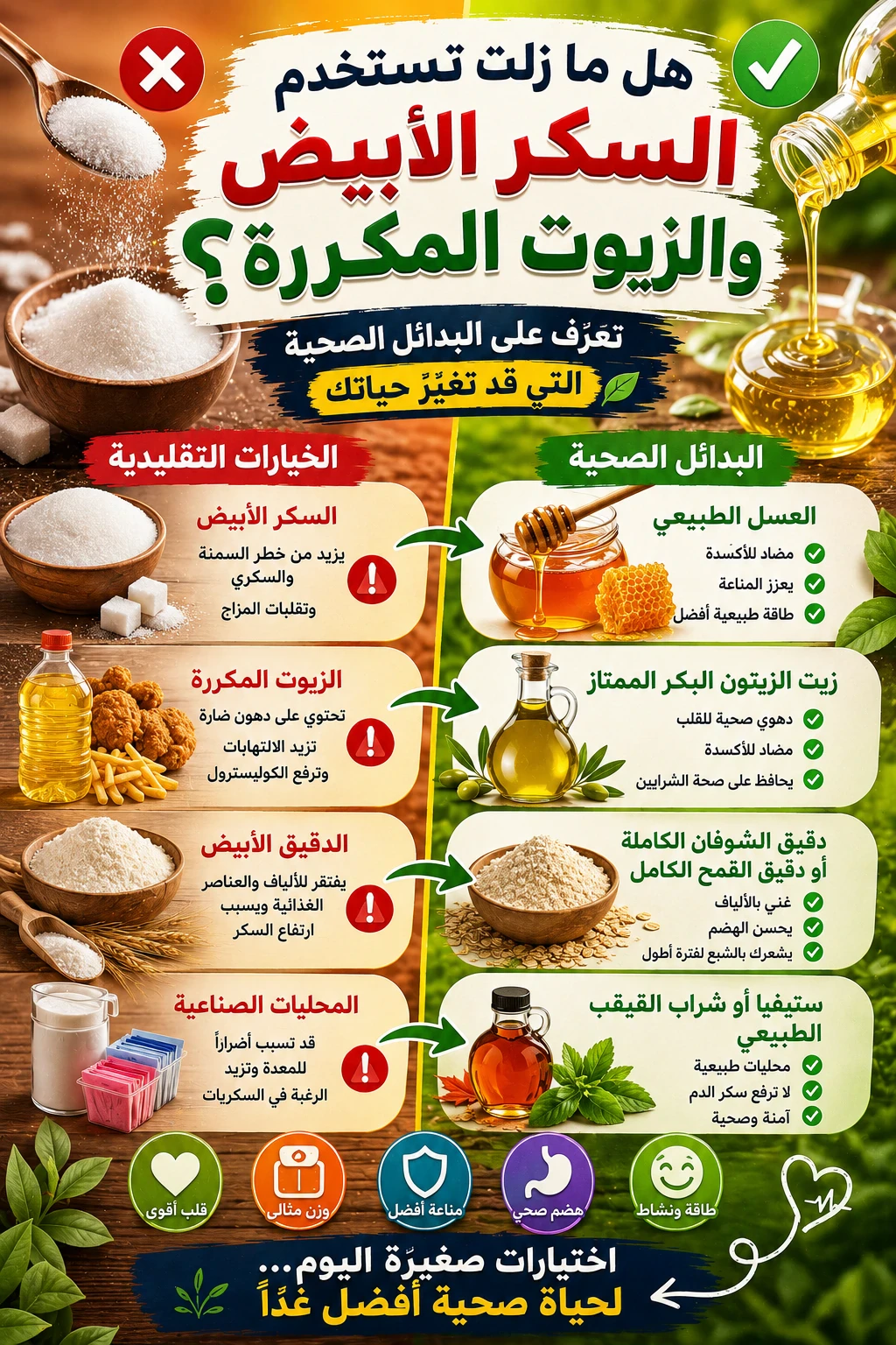 image about هل ما زلت تستخدم السكر الأبيض والزيوت المكررة؟.. تعرّف على البدائل الصحية التي قد تغيّر حياتك